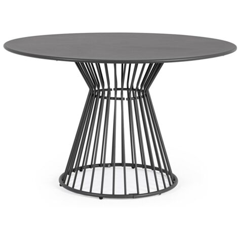 Table ronde en acier mate KEVIN 120cm – Intérieur et extérieur-Gris anthracite