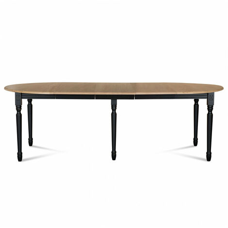 Table ronde en bois 6 pieds tournés D105 + 3 rallonges bois - VICTORIA