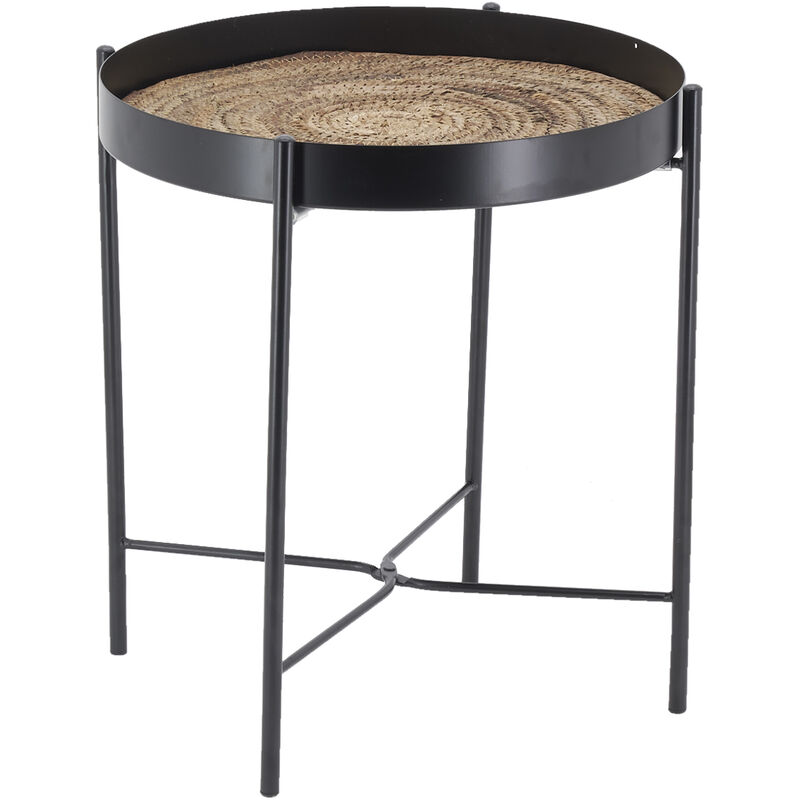 Table ronde en métal et jonc