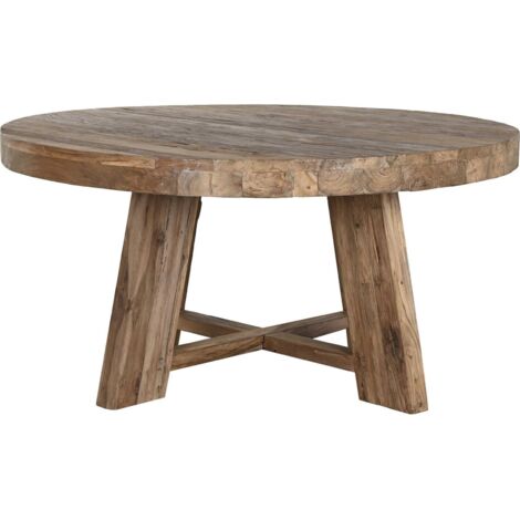 Table ronde en teck recyclé style buffet chaleureux - Teck naturel bois clair chaleureux