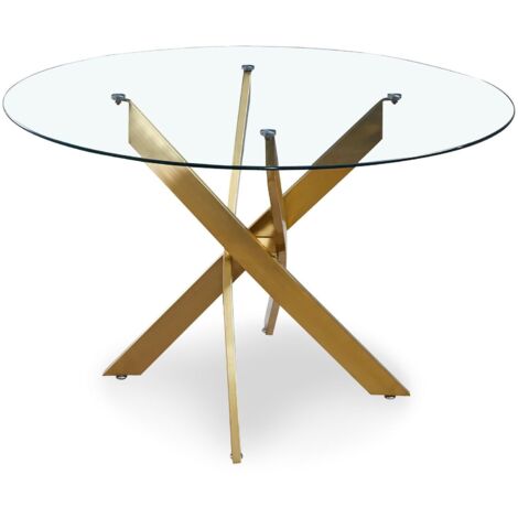 Table ronde en verre Corix pieds Or