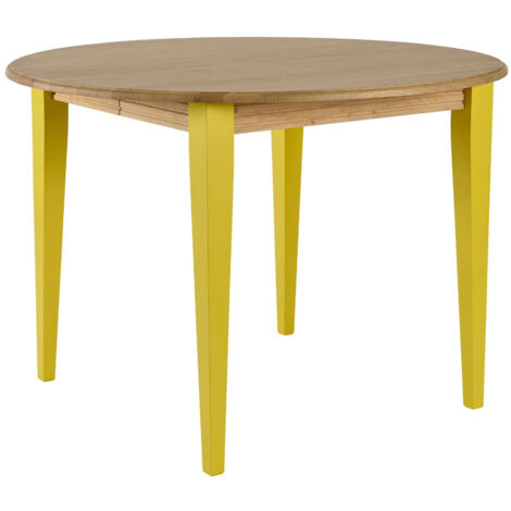 Table ronde extensible en bois 4/6 places D105 pieds colorés - VICTORIA