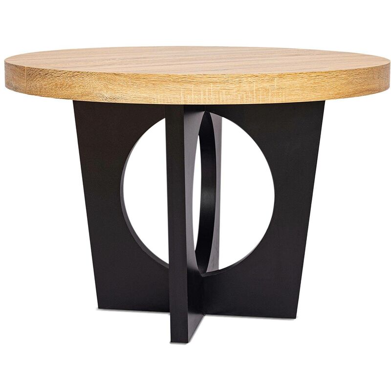 Table ronde extensible Kalipso Chêne Clair et Noir - Bois / Noir