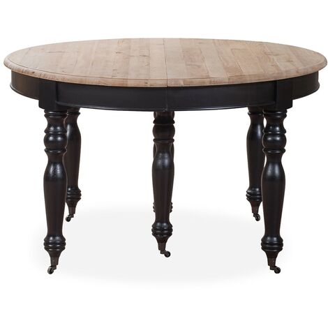 Table ronde extensible en bois massif LAVANDOU Noir - Noir