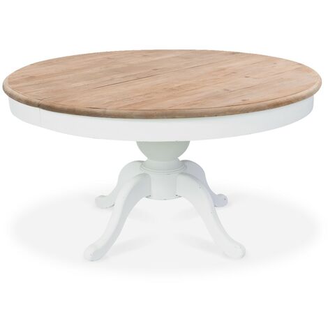 Table ronde extensible en bois massif SIDONIE blanc - Blanc