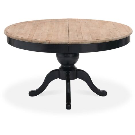 Table ronde extensible en bois massif SIDONIE Noir - Noir