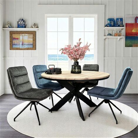 Table ronde extensible en chêne blanc 130 cm PALERME