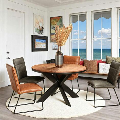Table ronde extensible en chêne brun 120 cm PALERME