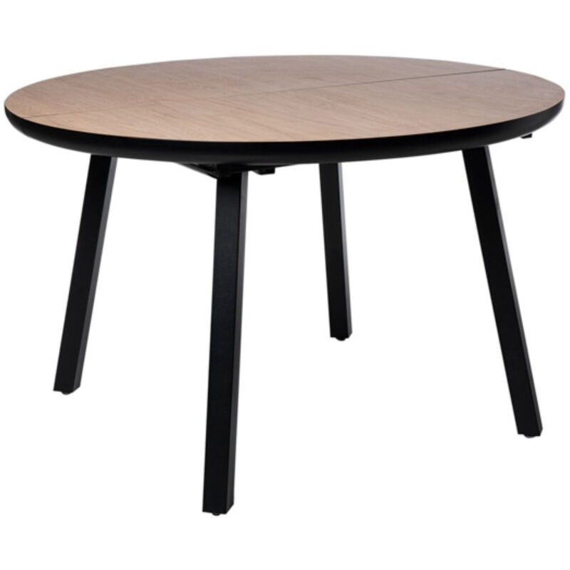 Les Tendances - Table ronde extensible intérieur ou extérieur Katty-Couleur Chêne clair-Largeur 100 à 140 cm