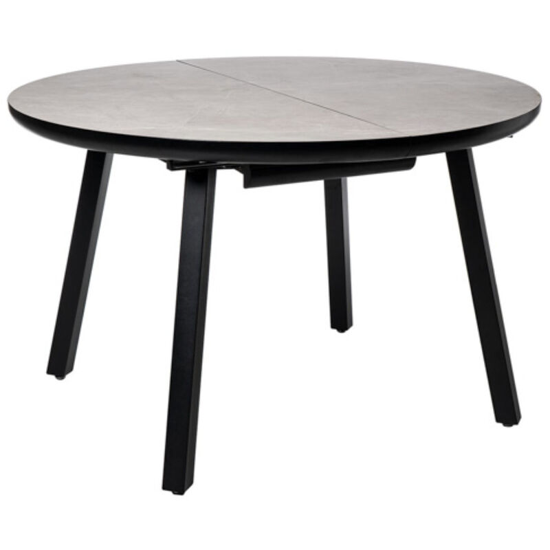 Table ronde extensible intérieur ou extérieur Katty-Couleur Gris-Largeur 120 à 160 cm