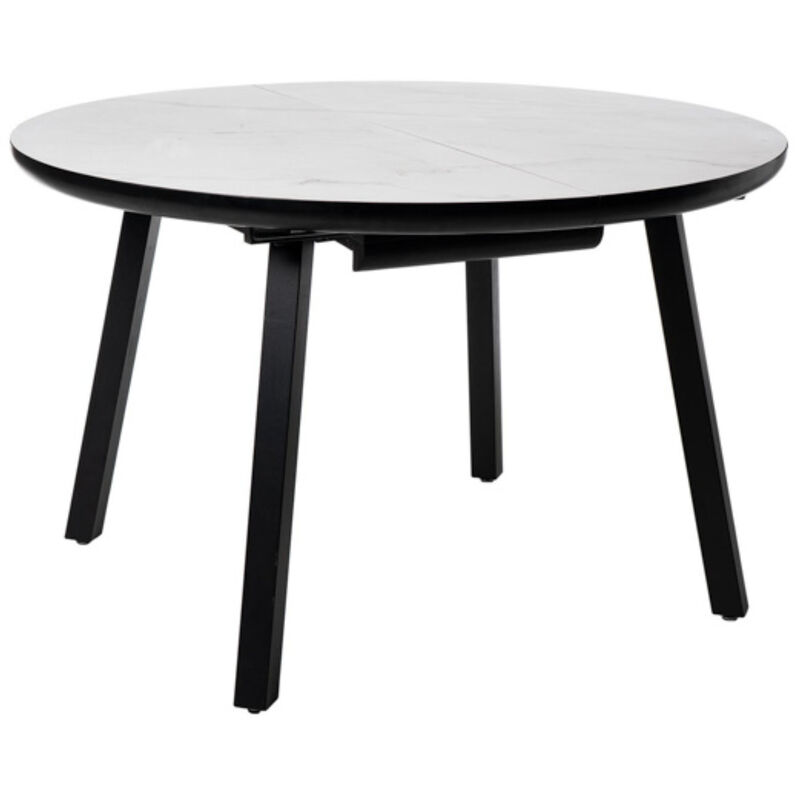 Les Tendances - Table ronde extensible intérieur ou extérieur Katty-Couleur Blanc-Largeur 120 à 160 cm