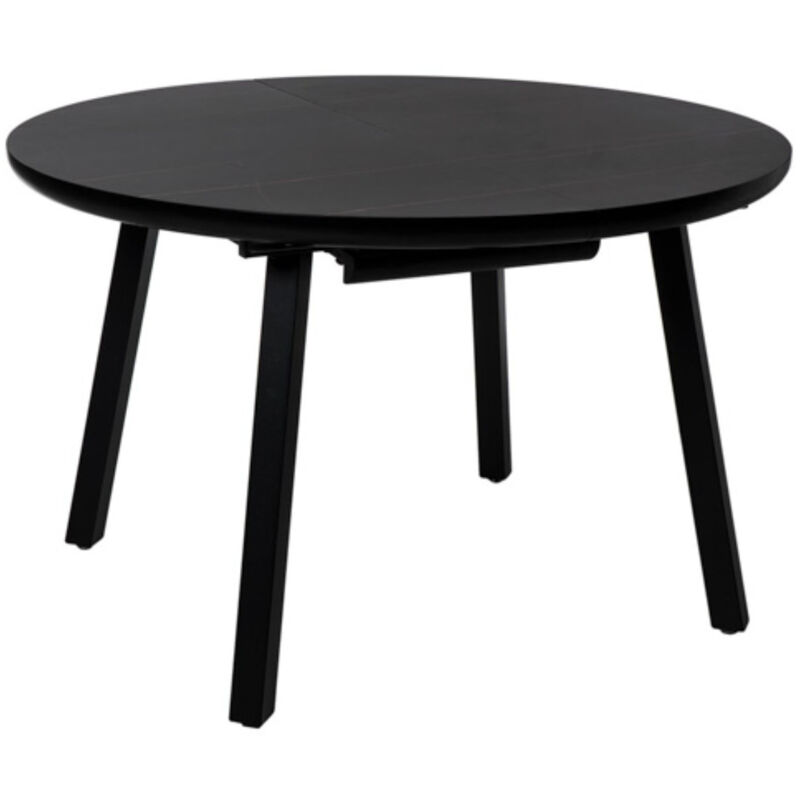 Table ronde extensible intérieur ou extérieur Katty-Couleur Noir-Largeur 120 à 160 cm