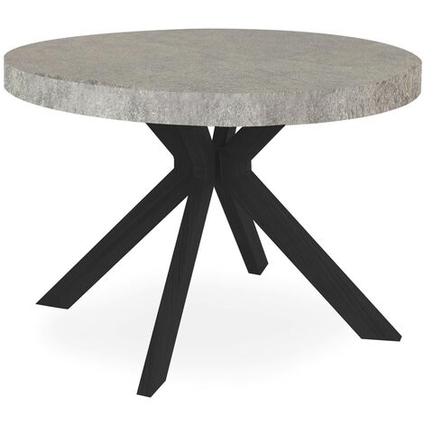 Table ronde extensible Myriade Noir et Effet marbre Noir - Noir