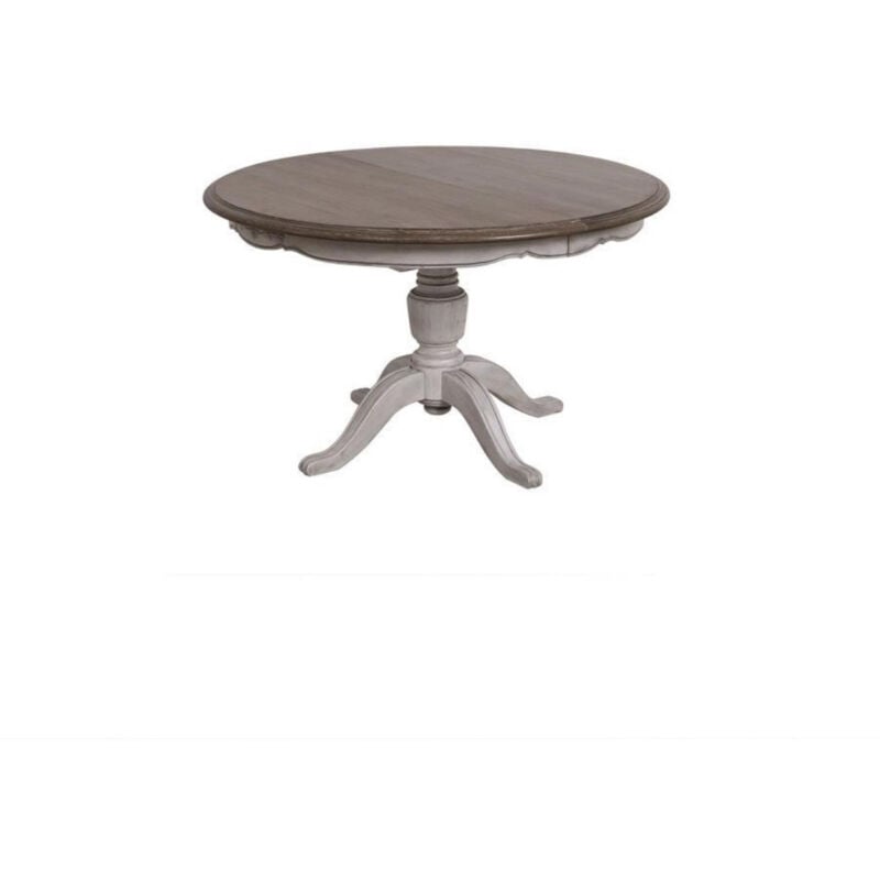 Table ronde extensible pied central - Bois - Gris - Interior's