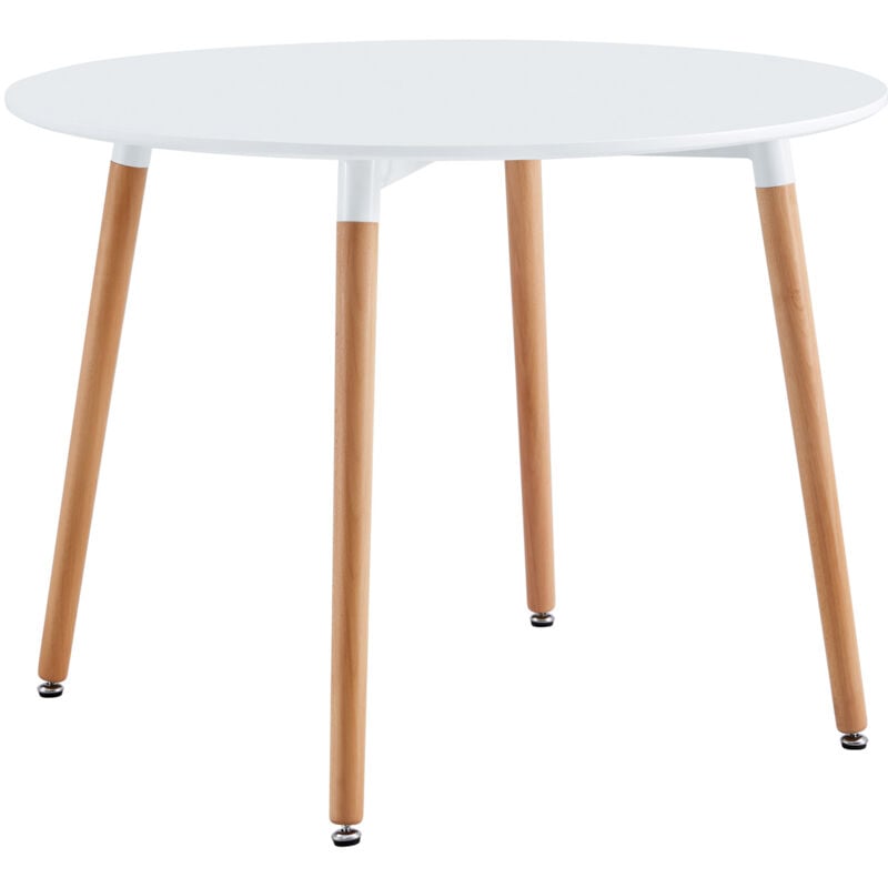 Table Ronde Fixe Nordika 100 Cm Blanc / Hêtre.