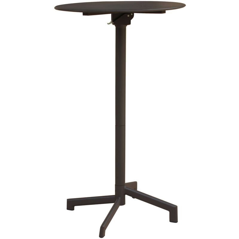 Defibrico - Table ronde haute Ø60 cm de la barre extérieure et des pubs avec structure et haut en acier Vegas DarkGray - DarkGray