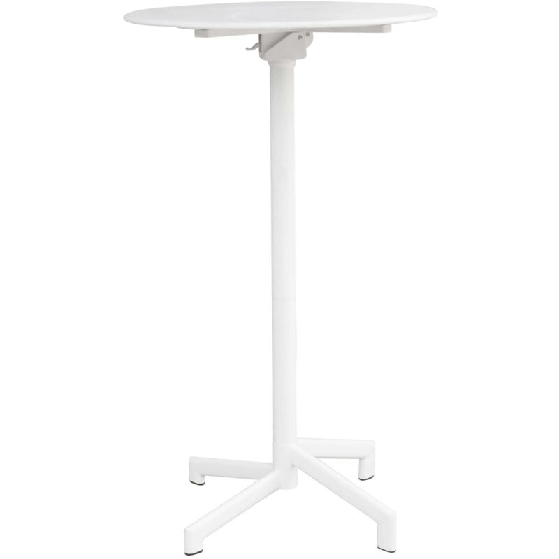 Table ronde haute Ø60 cm de la barre extérieure et des pubs avec structure et haut en acier Vegas White - White