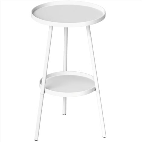 Table ronde jardin 2 niveaux bords surélevés plateau inférieur ext/int, Ø32x51 cm, blanc