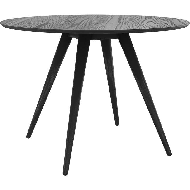 Rendez-vous Déco - Table ronde 4 personnes en bois de frêne plaqué noir D105 cm - liwa