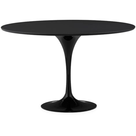 Table ronde LOUKA bois noir et pied en alu noir – Ø120cm