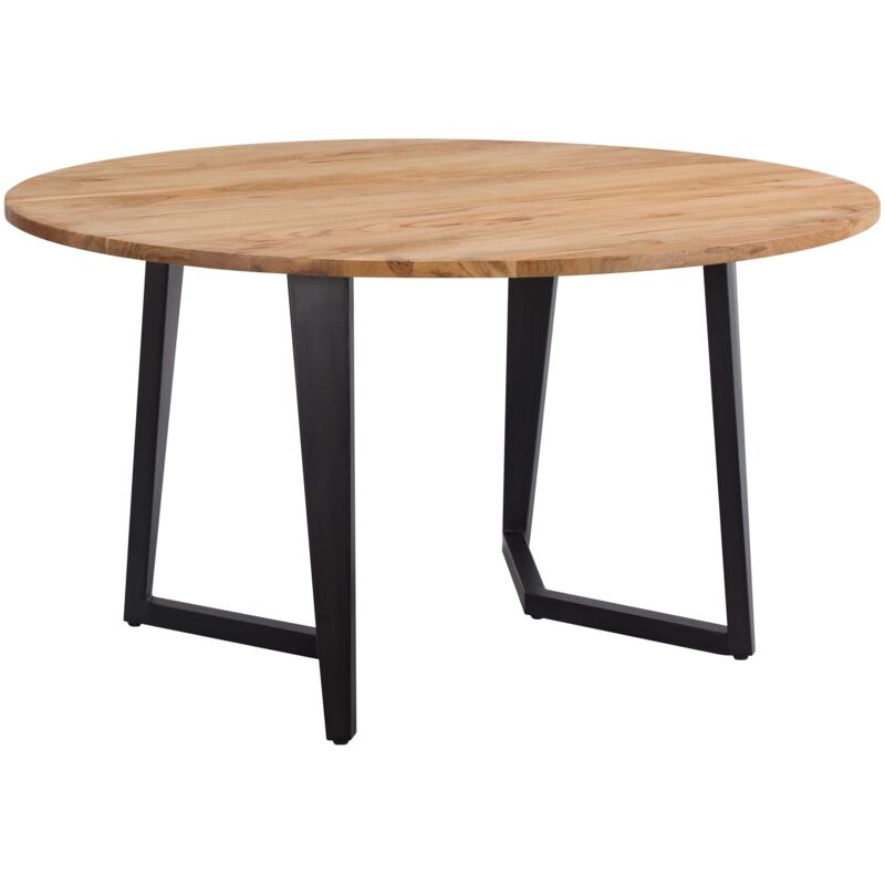 Table ronde 6 personnes en bois d'acacia et métal 140 cm - moorea
