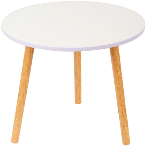 Table Ronde Multifonction en MDF et Bois de Hêtre  Bureau Compact 50cm pour Chevet/Fenêtre/Lit  Surface Anti-Rayures & haut 42cm