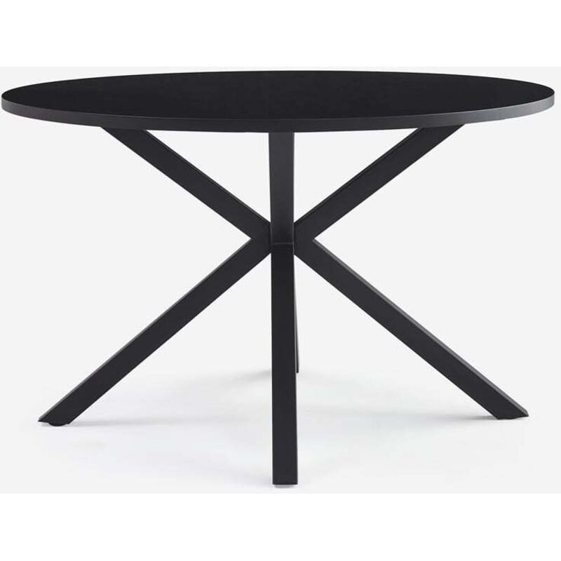 Table ronde noire 120cm avec pieds croisés pour cuisine séjour Samu Table ronde noire 120cm avec pieds croisés pour cuisine séjour Samu