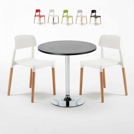 Noire Avec 70x70cm Ronde Set Chaises Intérieur Bar 2 Colorées Table W2HIYD9E