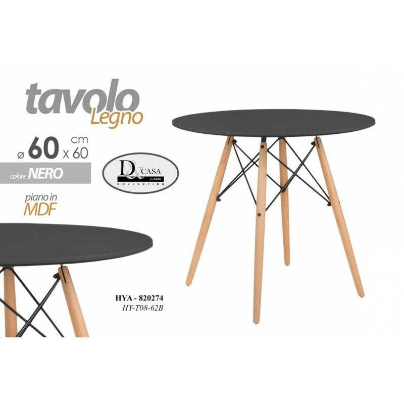 Webmarketpoint - Table ronde noire industrielle urbaine moderne cm 60