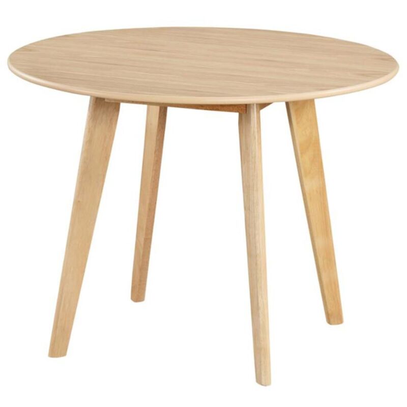Vente-unique - Table ronde odile - 4 personnes - Hévéa massif et mdf - Naturel