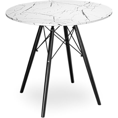 Table ronde PARIS BLACK DTW 80 cm en marbre blanc