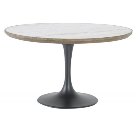 Table ronde plateau marbre - Bois - Blanc - Interior's