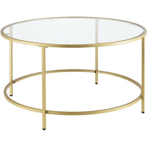 Table ronde pour le salon 45,5 cm haut de métal en verre différentes couleurs Couleur : Or