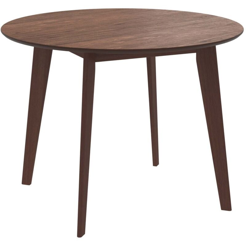 Rendez-vous Déco - Table ronde 4 personnes en bois foncé D100 cm - réno