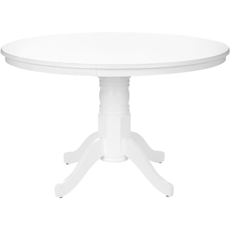 Table Ronde Salle à Manger Vintage 120 cm avec Pied Central en Bois Blanc Akron