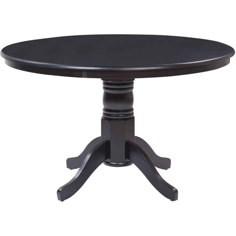 Beliani - Table Ronde Salle à Manger Vintage 120 cm avec Pied Central en Bois Noir Akron