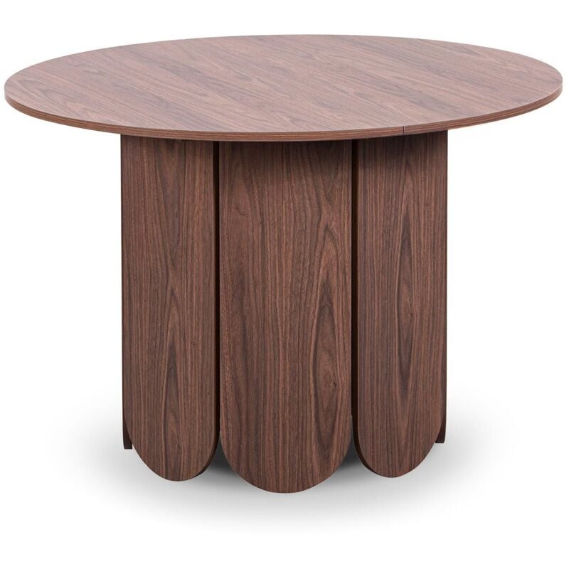 Cotecosy - Table ronde style japandi extensible 310cm Tulipa rallonges intégrées Bois noisette