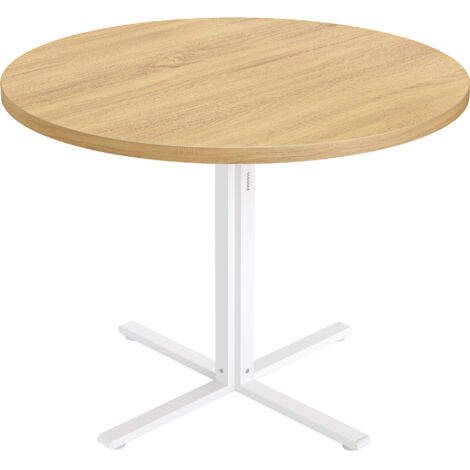 Table Ronde, Table de Cuisine, pour 4 Personnes, Style Campagnard, Surface Résistante à l'eau, 80 cm de Diamètre, 74,8 cm de Hauteur, pour Salon, Doré Chêne