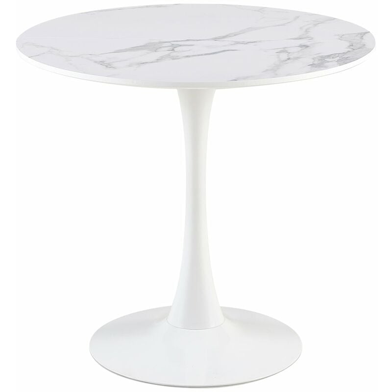Eggree - Table Ronde Blanc Loisirs Table à Manger Scandinave Balcon Petite Table Ronde(Size:80x80x73cm)