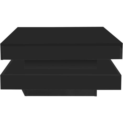 TABLE Rotative LED Design Particle Board Noir 70x70x36 cm
