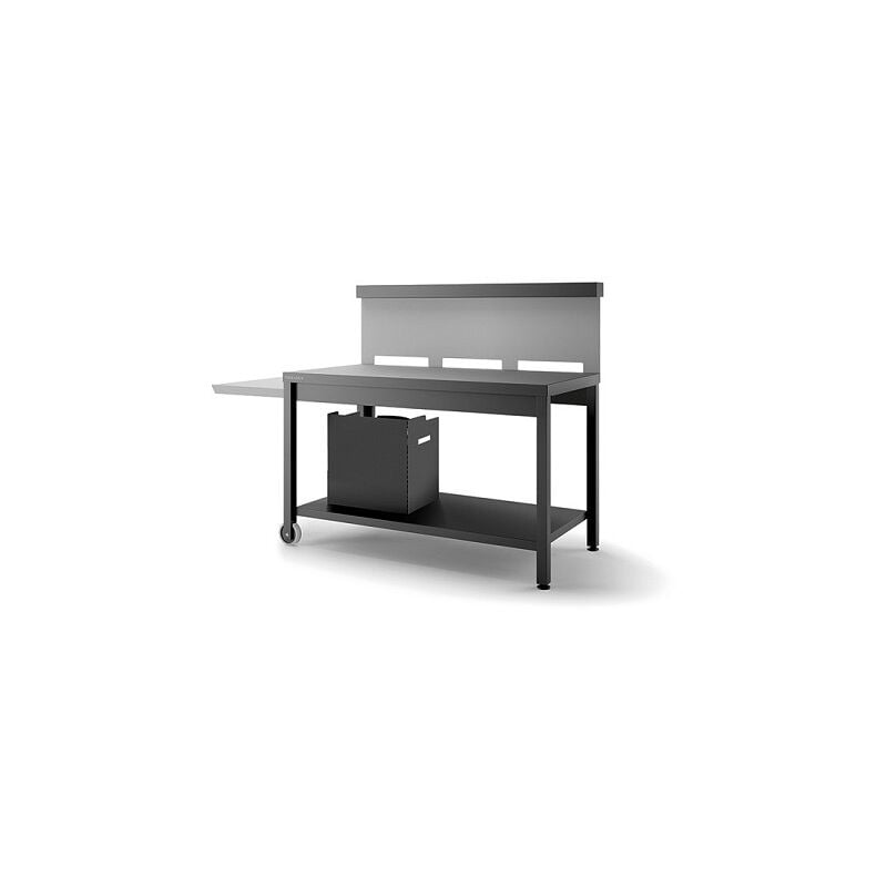 Forge Adour - Table roulante crédence ouverte Noir et gris