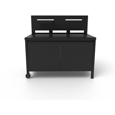 FORGE ADOUR TABLE ROULANTE CREDENCE ACIER FERME NOIR