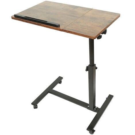 HOMCOM Table de lit/fauteuil - table roulante - hauteur réglable - 2  étagères intégrées - panneaux particules E1 aspect bois métal blanc pas  cher 