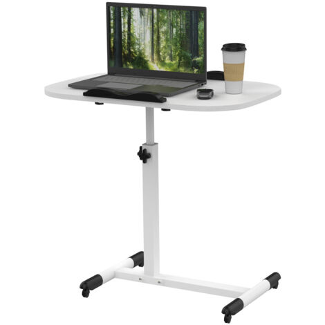 Table roulante de lit ou canapé hauteur réglable 61-95 cm – Plateau 60x40 cm en bois imperméable – 4 roulettes avec verrouillage - 60X40X61-95cm