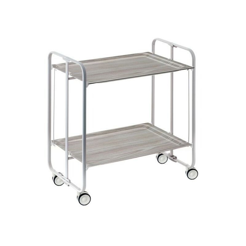 DON HIERRO - Table roulante pliante BAUHAUS, 2 plateaux, châssis gris aluminium. - Frêne