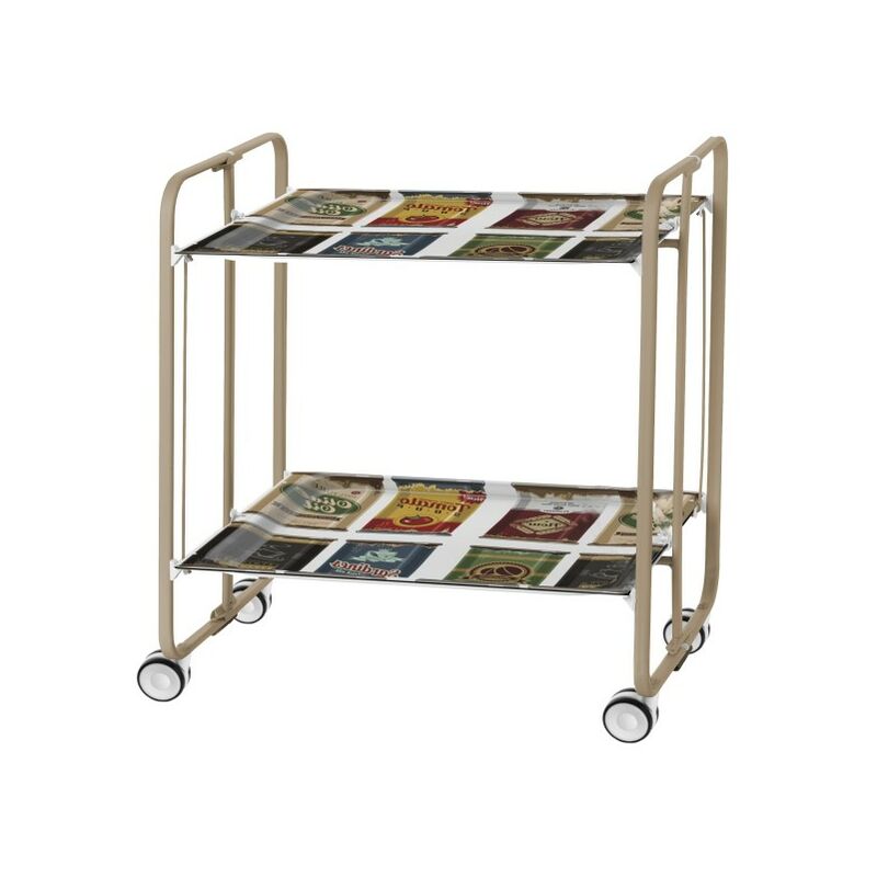 Table roulante pliante BAUHAUS châssis couleur sable, 2 plateaux - 22 - Don Hierro