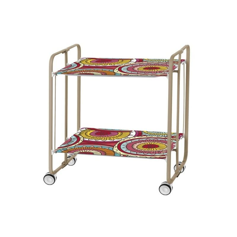 Don Hierro - Table roulante pliante bauhaus châssis couleur sable, 2 plateaux - 29