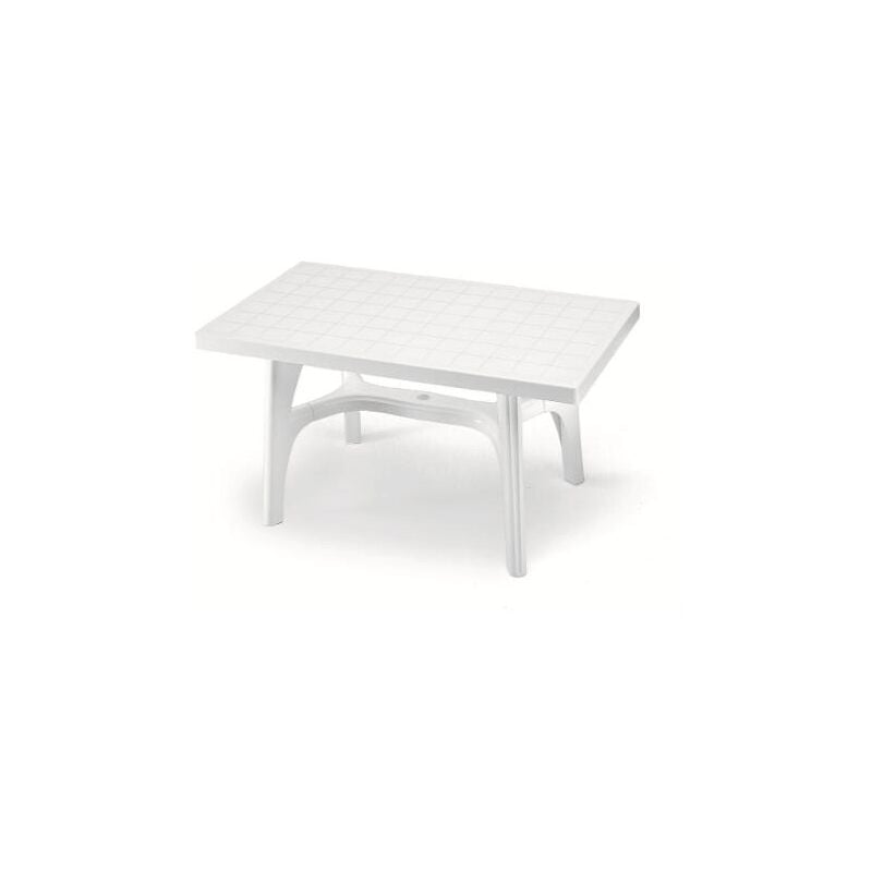 Table de jardin rectangulaire en résine blanche 140x80xh73 cm