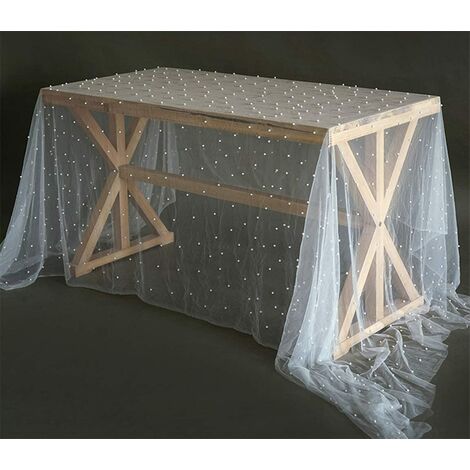 Table Runner Chiffon White Pearl Wedding Arch Decorations Table Line for Romantic Bridal Shower Table (White, 64"X120")