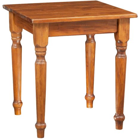 Table rustique en bois massif de tilleul finition noyer L70xPR70xH78 cm
